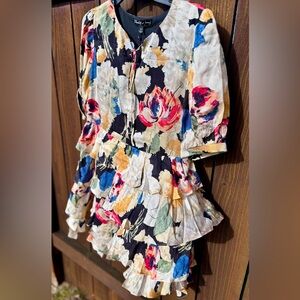 Elizabeth and James Multicolor Floral Ruffled Dress